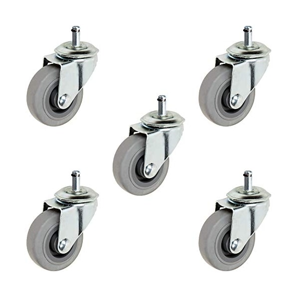 2" Gray Rubber Chair Caster-80 LBS Capacity PER Caster, PK4